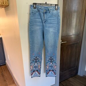 Laurie Felt Denim Embroidered Jeans Size 8